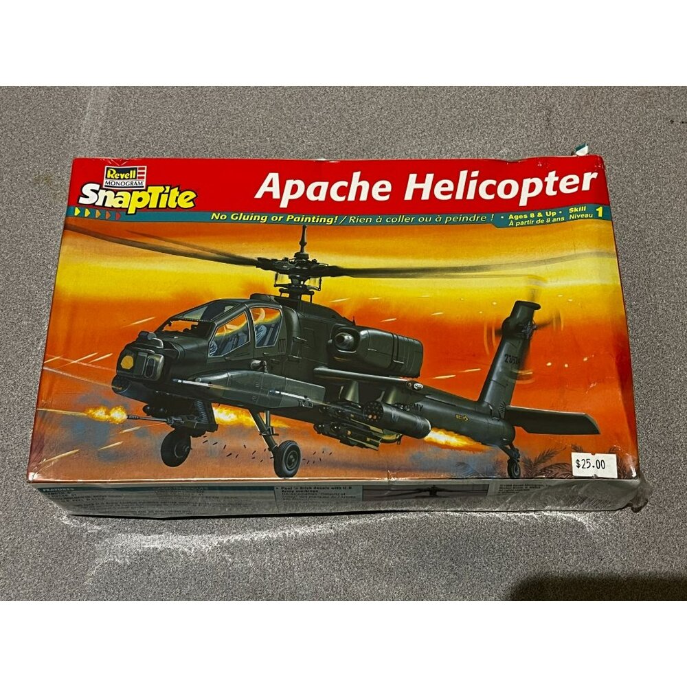Vintage Revell 1:72 scale Snaptite Apache Helicopter Sealed NOS